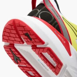 Diadora Men's Mythos Blushield Volo 3 Running Shoe- White/Black/Yellow Fluo - Regular (D) -Optimal Shoe Store 101.179090 C0008 25 HR