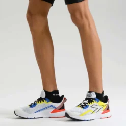 Diadora Men's Mythos Blushield Volo 3 Running Shoe- White/Black/Yellow Fluo - Regular (D) -Optimal Shoe Store 101.179090 C0008 CV