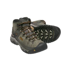 Keen Men's Targhee III Leather Mid Waterproof Hiking Boots - Black Olive/Golden Brown - Regular (D) -Optimal Shoe Store 1017787 PPS large