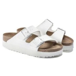 Birkenstock Arizona Platform Vegan - White- Medium/Narrow -Optimal Shoe Store 1018581 pair