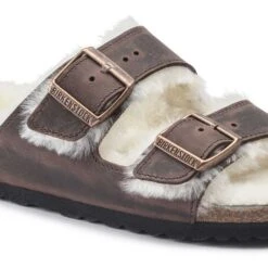 Birkenstock Arizona Shearling Sandal - Habana Natural- Medium/Narrow -Optimal Shoe Store 1021049 detail 1