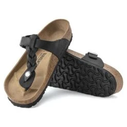 Birkenstock Gizeh Braid Suede Black Oil Leather- Regular/Wide -Optimal Shoe Store 1021349 sole