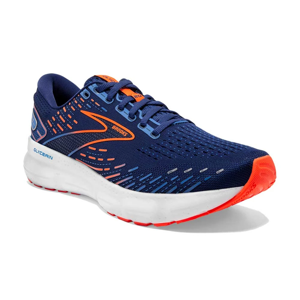 BROOKS Men's Glycerin 20 Running Shoe- Blue Depths/Palace Blue/Orange- Wide (2E) 2 BROOKS Men's Glycerin 20 Running Shoe- Blue Depths/Palace Blue/Orange- Wide (2E) - Image 2