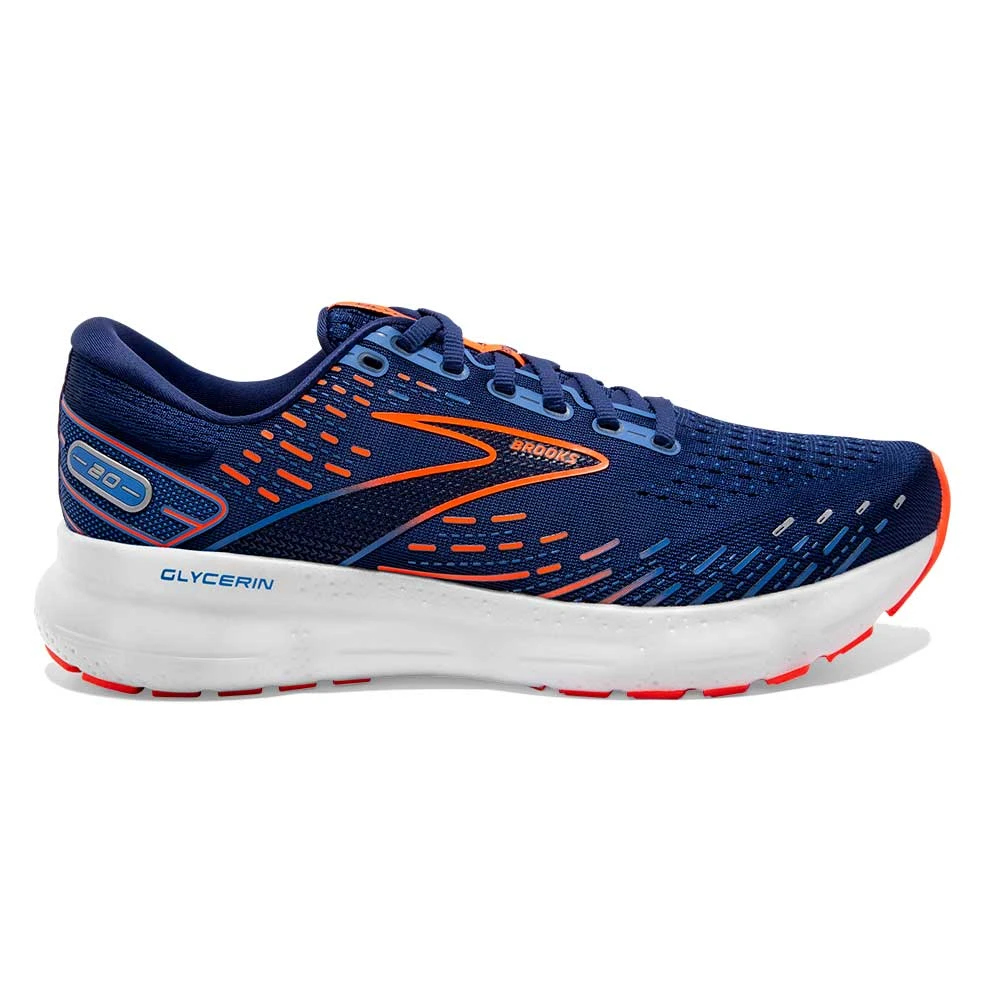 BROOKS Men's Glycerin 20 Running Shoe- Blue Depths/Palace Blue/Orange- Wide (2E) 1 BROOKS Men's Glycerin 20 Running Shoe- Blue Depths/Palace Blue/Orange- Wide (2E)