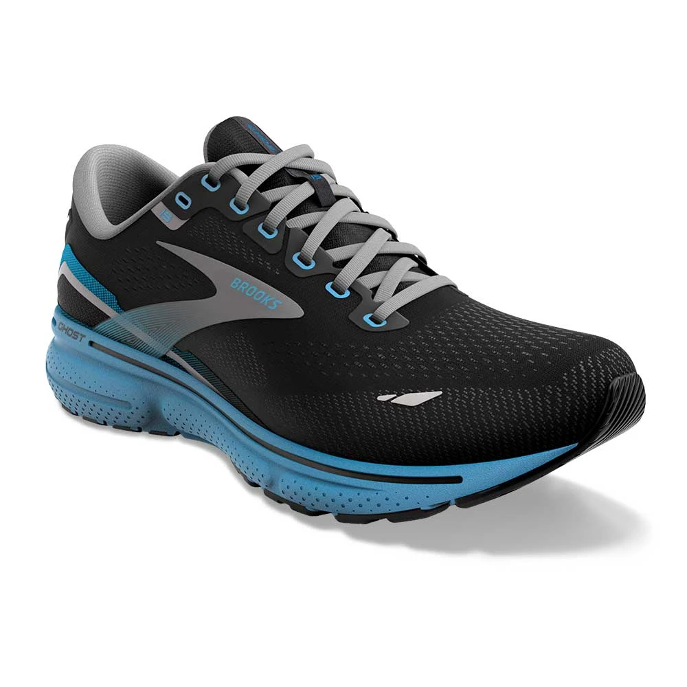 BROOKS Men's Ghost 15 Running Shoe- Black/Blackened Pearl/Blue- Regular (D) 2 BROOKS Men's Ghost 15 Running Shoe- Black/Blackened Pearl/Blue- Regular (D) - Image 2