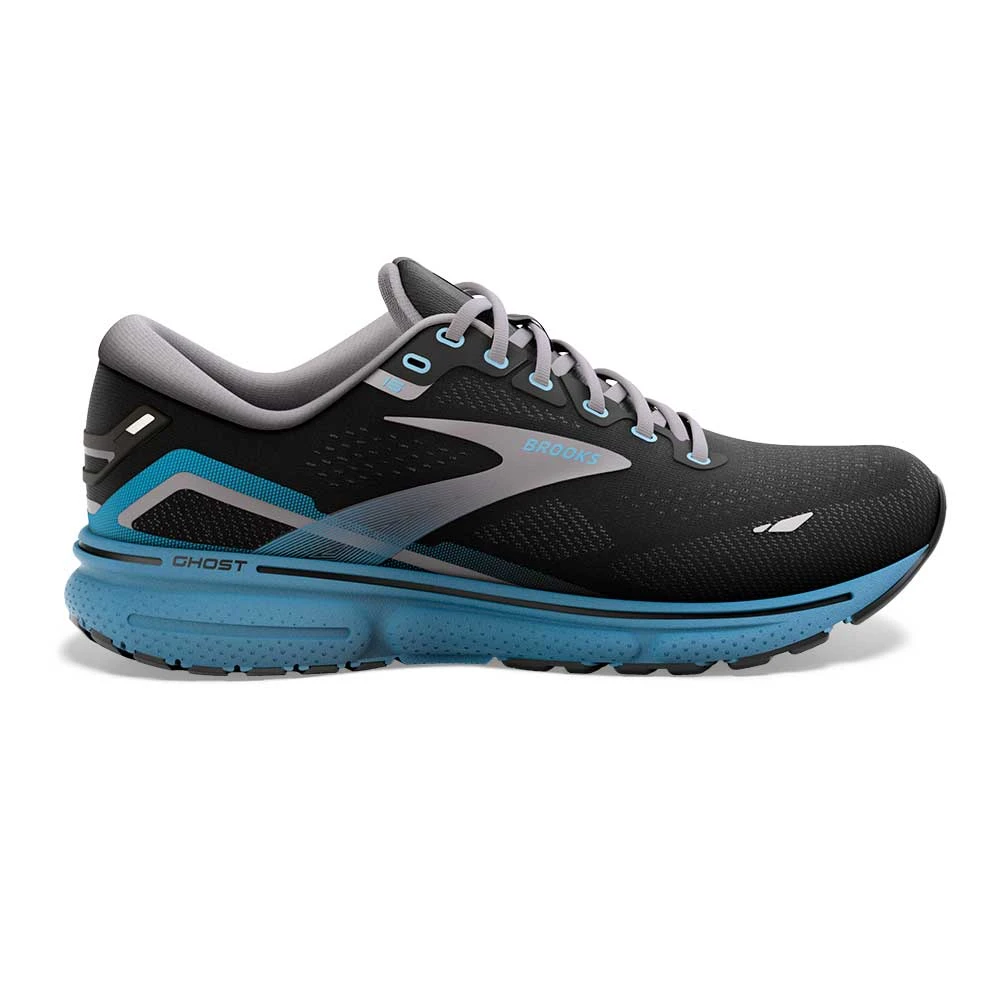 BROOKS Men's Ghost 15 Running Shoe- Black/Blackened Pearl/Blue- Regular (D) 1 BROOKS Men's Ghost 15 Running Shoe- Black/Blackened Pearl/Blue- Regular (D)