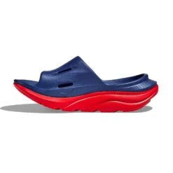 Hoka Unisex Ora Recovery Slide 3 - Bellwether Blue/Red Alert - Regular (D) -Optimal Shoe Store 1135061 BBRA 8