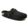 Birkenstock Boston Shearling Black Suede Leather- Regular/Wide