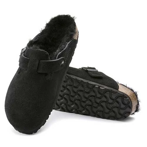 Birkenstock Boston Shearling Black Suede Leather- Regular/Wide 4 Birkenstock Boston Shearling Black Suede Leather- Regular/Wide - Image 4