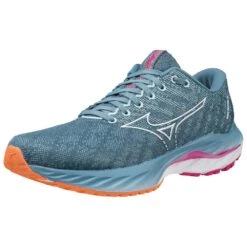 Mizuno Women's Wave Inspire 19 Running Shoe- Provincial Blue/White- Wide (D) -Optimal Shoe Store 411400 5B00 07