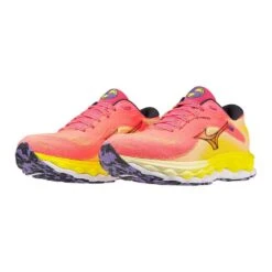 Mizuno Women's Wave Sky 7 Running Shoe - High/Vis Pink/Ombre Blue - Regular (B) -Optimal Shoe Store 411413 1VRE 09