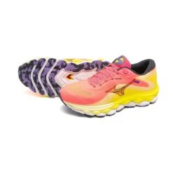 Mizuno Women's Wave Sky 7 Running Shoe - High/Vis Pink/Ombre Blue - Regular (B) -Optimal Shoe Store 411413 1VRE 11