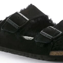 Birkenstock Arizona Shearling Sandal - Black - Regular/Wide -Optimal Shoe Store 752663 detail 1