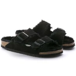 Birkenstock Arizona Shearling Sandal - Black - Regular/Wide -Optimal Shoe Store 752663 pair