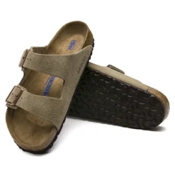 Birkenstock Arizona Soft Footbed Taupe Suede Leather Sandal - Taupe- Regular/Wide -Optimal Shoe Store 951303 sole
