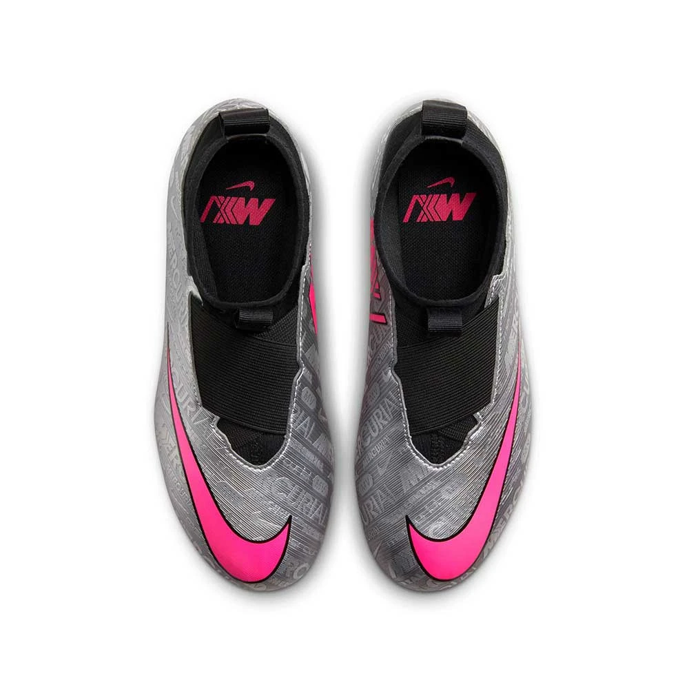 Nike Jr. Zoom Mercurial Superfly 9 Academy XXV MG Soccer Cleats- Metallic Silver/Hyper Pink- Regular (D) 4 Nike Jr. Zoom Mercurial Superfly 9 Academy XXV MG Soccer Cleats- Metallic Silver/Hyper Pink- Regular (D) - Image 4