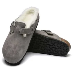 Birkenstock Boston Shearling - Stone - Regular/Wide -Optimal Shoe Store BostonShearling Stone 2
