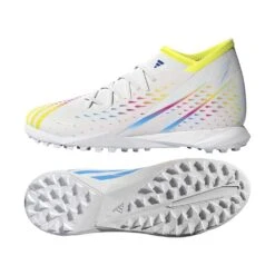 ADIDAS Unisex Predator Edge .3 TF Soccer Shoe - Ftwr White/Solar Yellow/Powder Blue - Regular (D) -Optimal Shoe Store GW0951