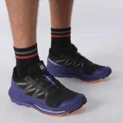 Salomon Men's Pulsar Trail Shoe - Black/Clematis Blue/Blazing Orange- Regular (D) -Optimal Shoe Store L41603200 b1e1cabd0093cd16fb7753cd530c28a3