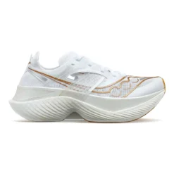 Saucony Women's Endorphin Elite Running Shoe- White/Gold- Regular (B)