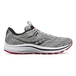 Saucony Men's Omni 21 Running Shoe - Alloy/Garnet- Wide (2E)