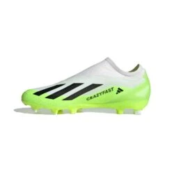 ADIDAS Unisex X Crazyfast .3 Laceless FG Soccer Cleat - Cloud White / Core Black / Lucid Lemon- Regular (D) -Optimal Shoe Store X CRAZYFAST.3 LL FG White HQ4515 06 standard