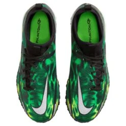 Nike JR Phantom GT2 DF SW TF Soccer Shoe - Black/Mtlc Platinum/Green Strike -Optimal Shoe Store nike phantom gt2 academy df tf sw jr dm0741 003 football shoes green multicolor green 1 790x790 1